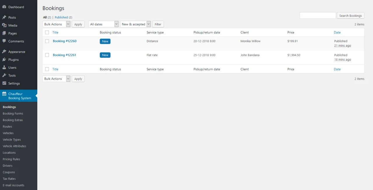 Chauffeur Booking System for WordPress — screenshot 1