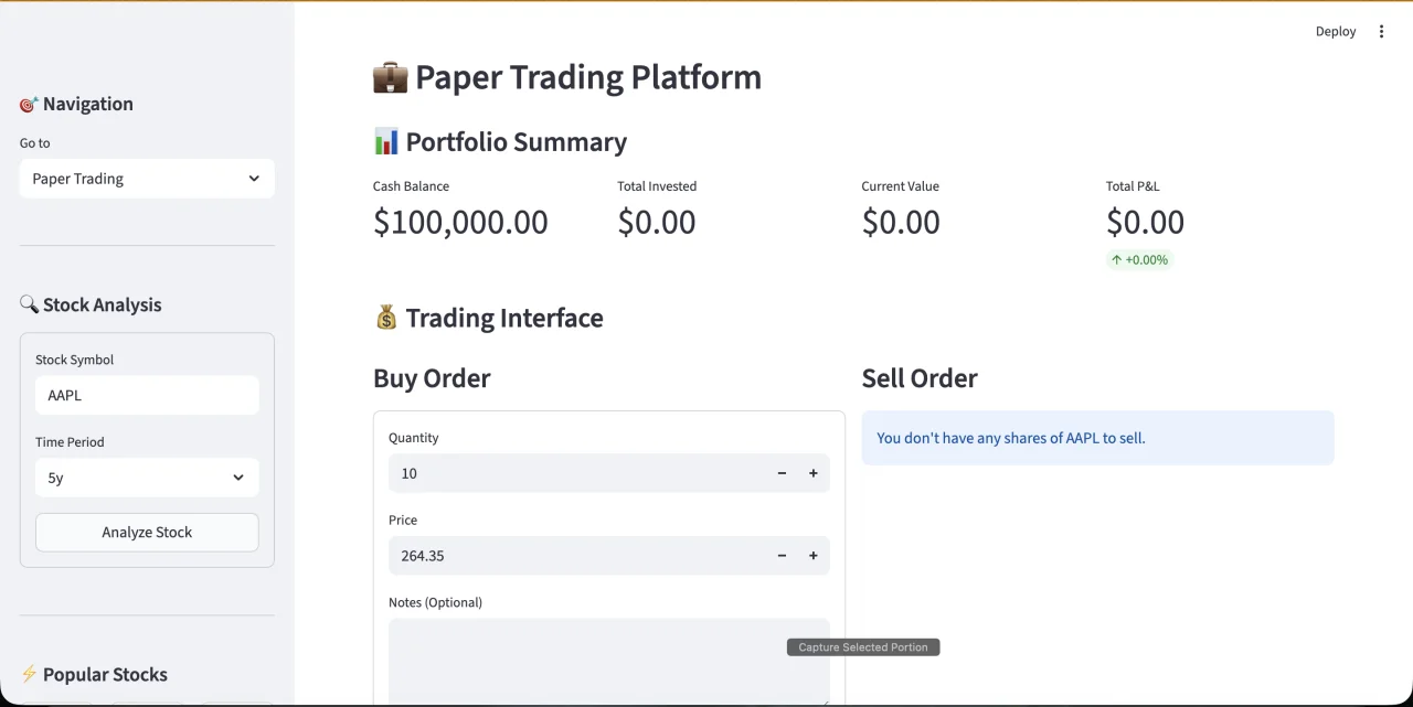StockMaster Pro: Stock Analysis, Multi-Model Predictions & Paper Trading Dashboard — screenshot 5