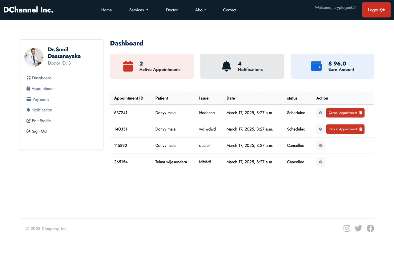 Doctor Channeling System Django & Bootstrap 5 Appointment Booking with Stripe & PayPal — screenshot 2