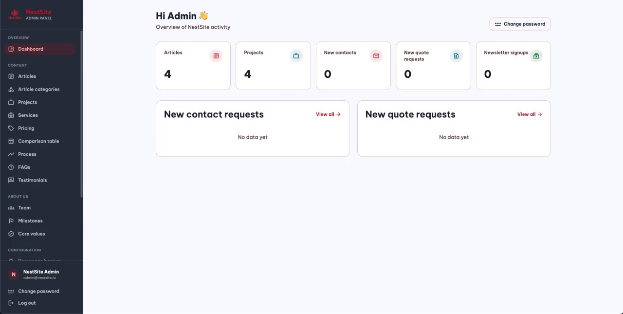 NestSite React/NestJS Agency Website + CMS — screenshot 7
