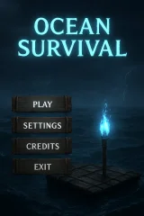 Ocean Survival Crypto Game - Raft, Megalodon & Blue Torch Adventure
