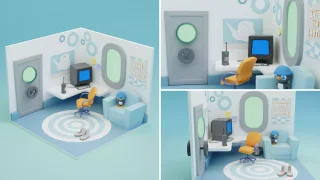 Low Poly Cartoon Profession Rooms