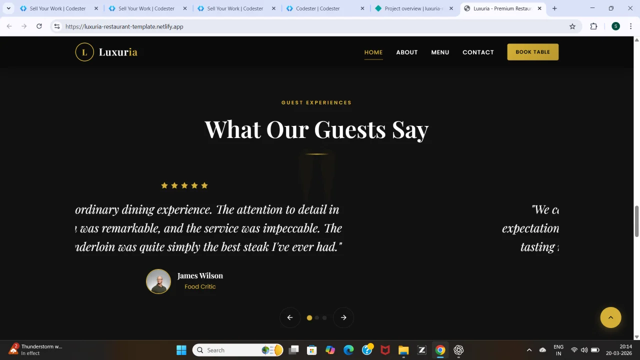 Luxuria Luxury Restaurant HTML Template — screenshot 5