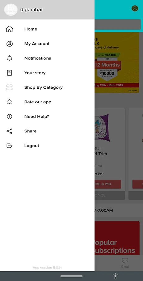 Milk, Water & Vegetable Subscription Android App | Wallet Based Model Like Milkbasket — screenshot 2