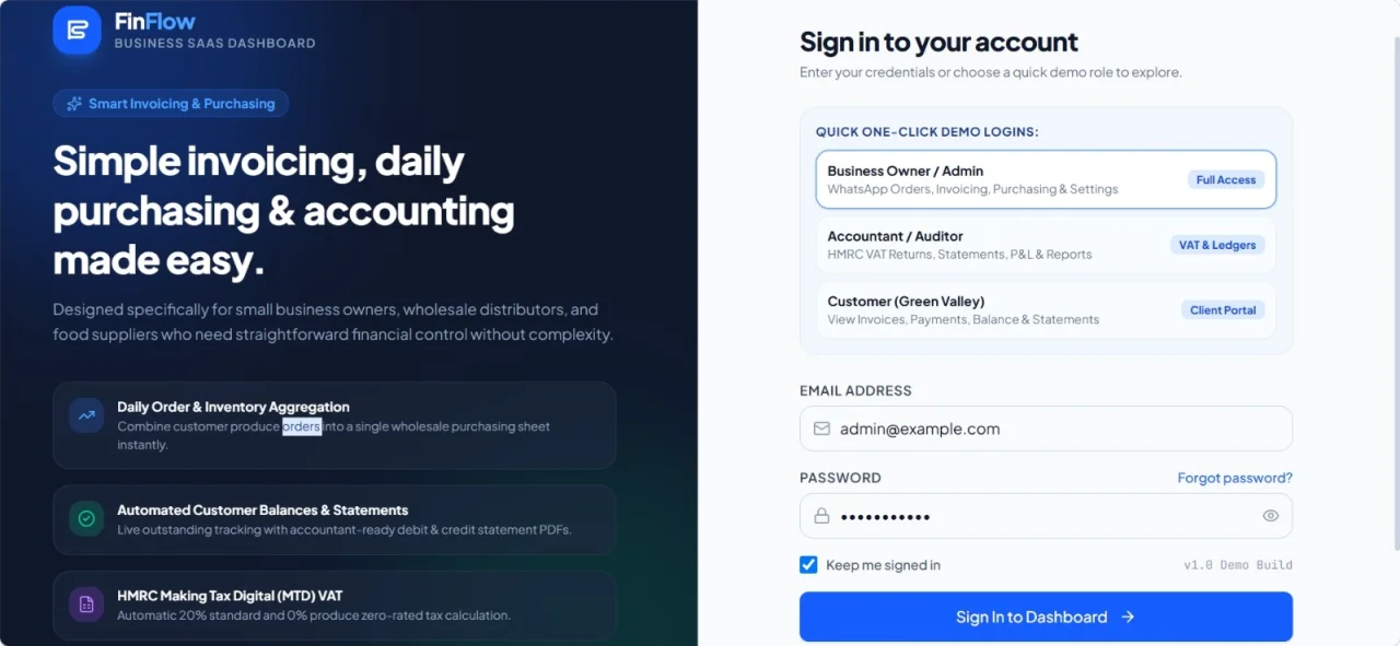 FinFlow Smart Invoicing System — screenshot 1