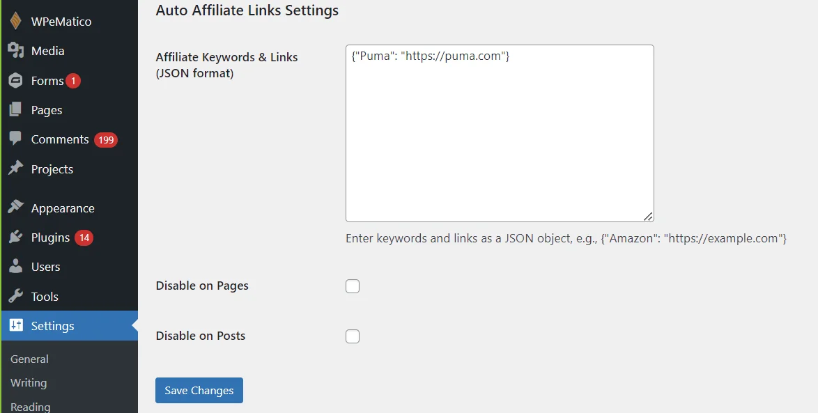 Auto Affiliate Links WordPress — screenshot 1
