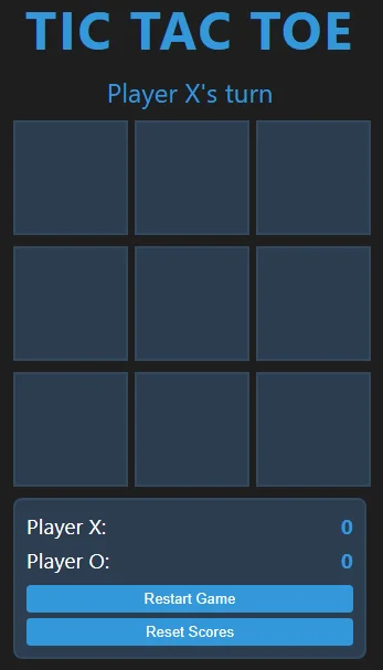Tic Tac Toe Game with Score Tracking and Reset — screenshot 1