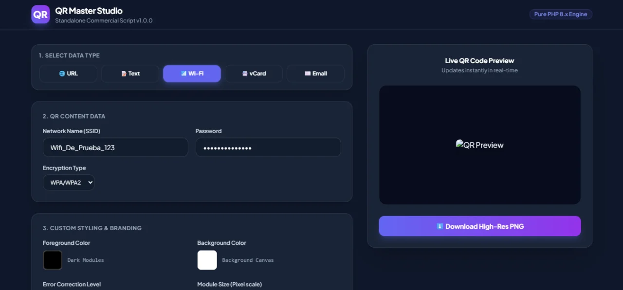 QR Master Studio – Self-Hosted QR Code Generator with Logo & Customization — screenshot 2