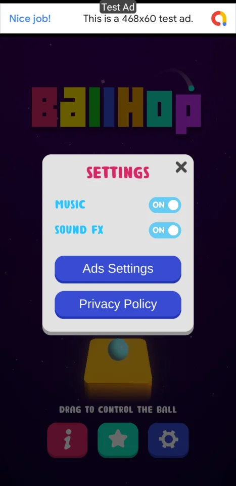Ball Hop (Unity Game + AdMob + GDPR) — screenshot 5