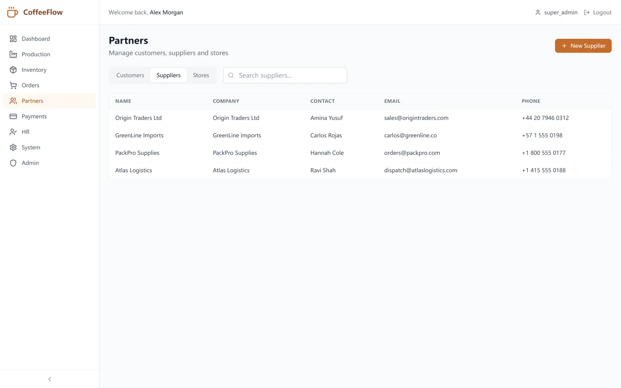 CoffeeFlow ERP — screenshot 8