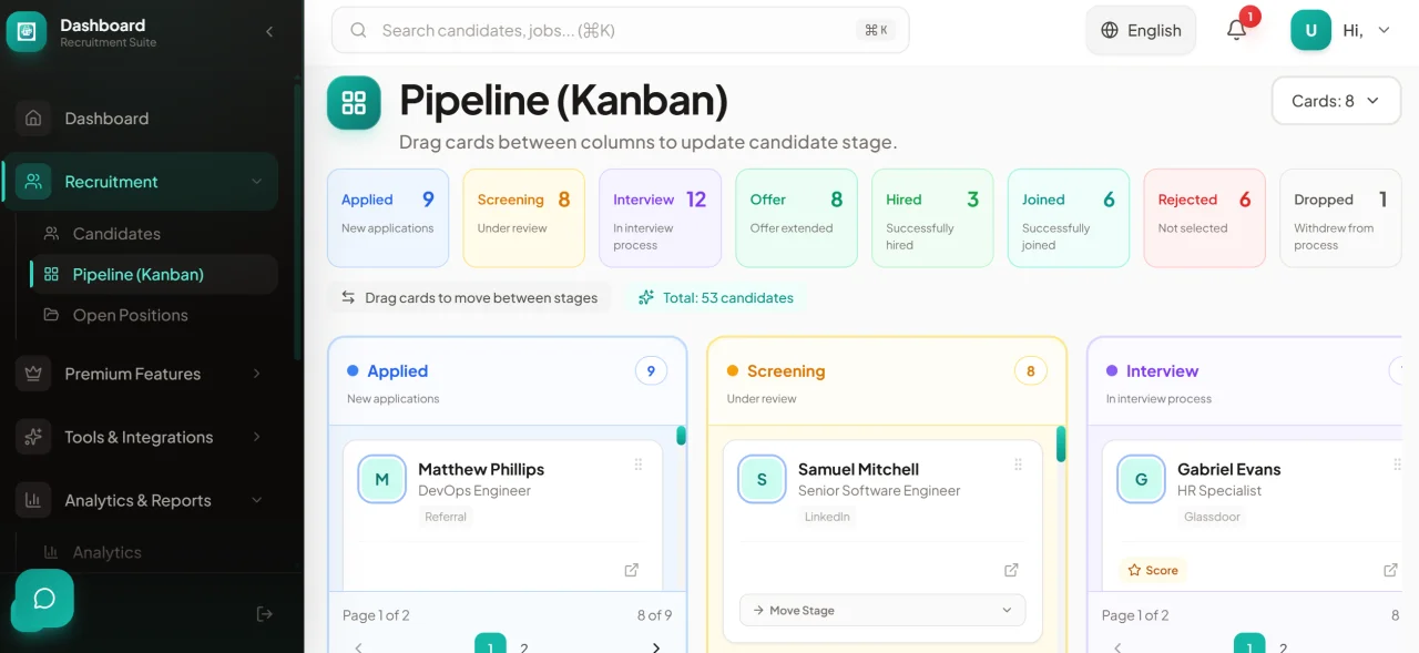 Devlumiq ATS - Full Stack Applicant Tracking System - Next.js 15, React, TypeScript, Prisma — screenshot 8