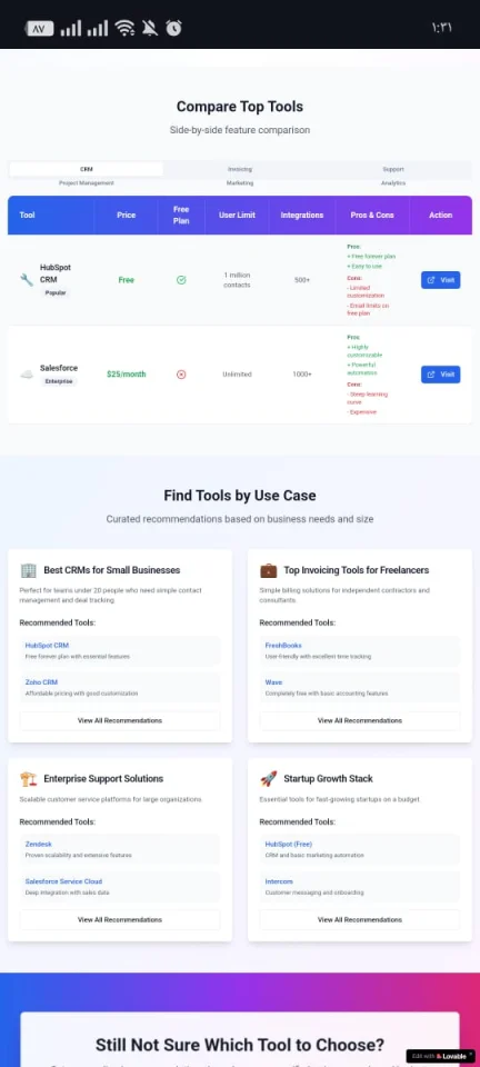 Modern SaaS Tool Comparison Landing Page — screenshot 2