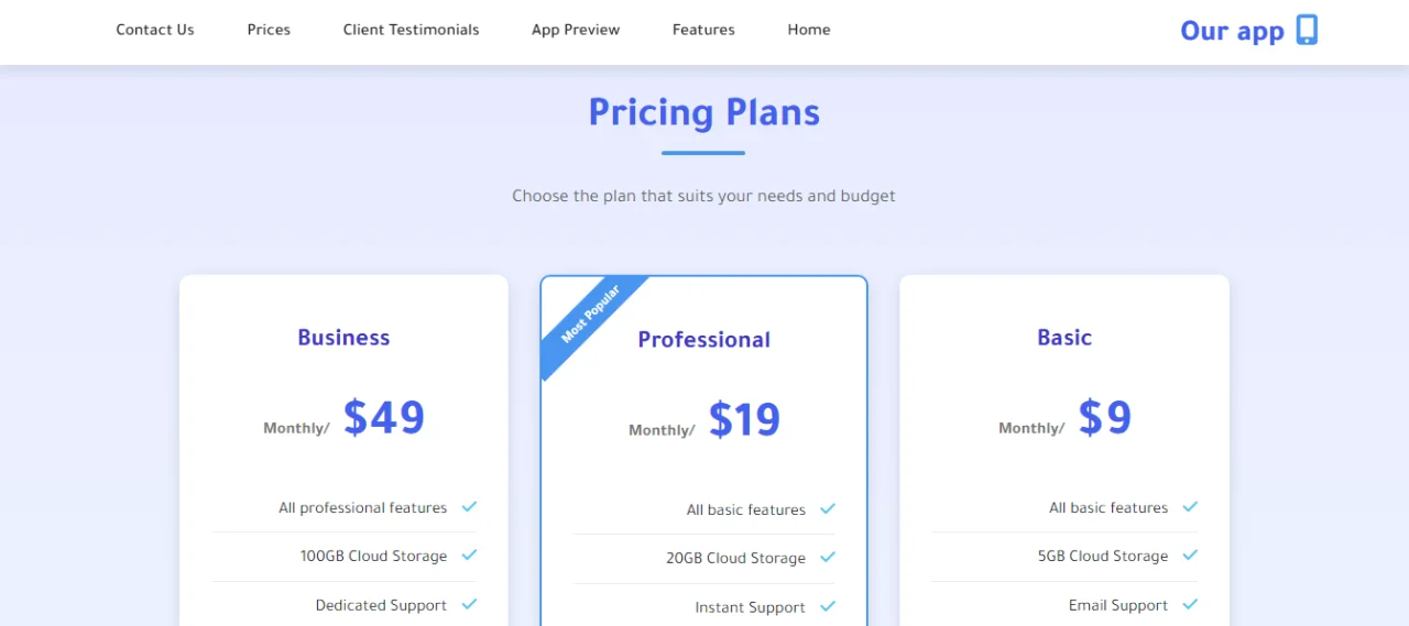 Landing Page for Apps — screenshot 4
