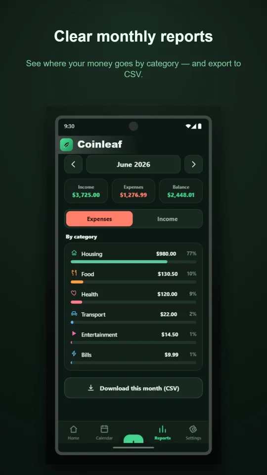 Coinleaf Offline Expense & Money Tracker (Android | Full App + Source Code) — screenshot 4