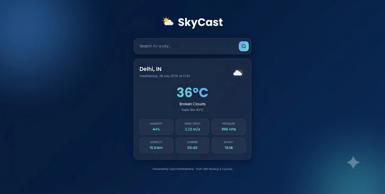 SkyCast - Responsive Weather Forecast Web App — screenshot 1