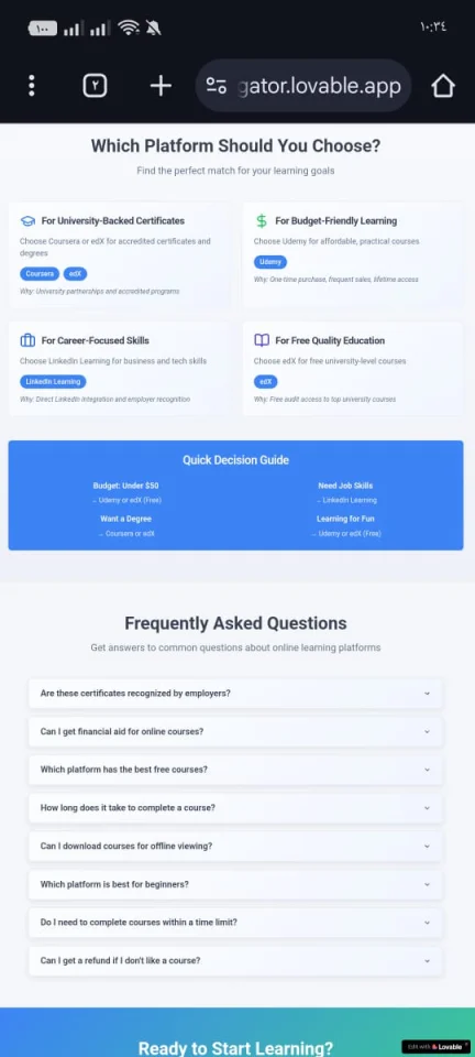 EduCompare Modern Online Learning Platforms Landing Page — screenshot 4