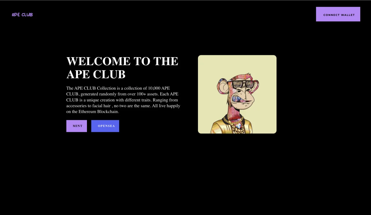 Ape Club - NFT Drop / Collection Template — screenshot 1