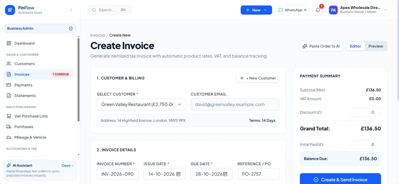 FinFlow Smart Invoicing System — screenshot 3