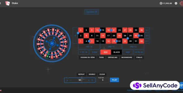 European Roulette Casino Game Add-on for 1Stake Gaming Platform