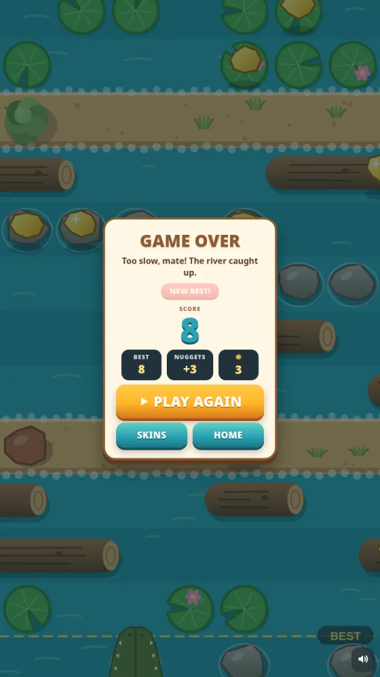 Croc River Crossing - HTML5 One-Tap Arcade Game (Source Code) — screenshot 4