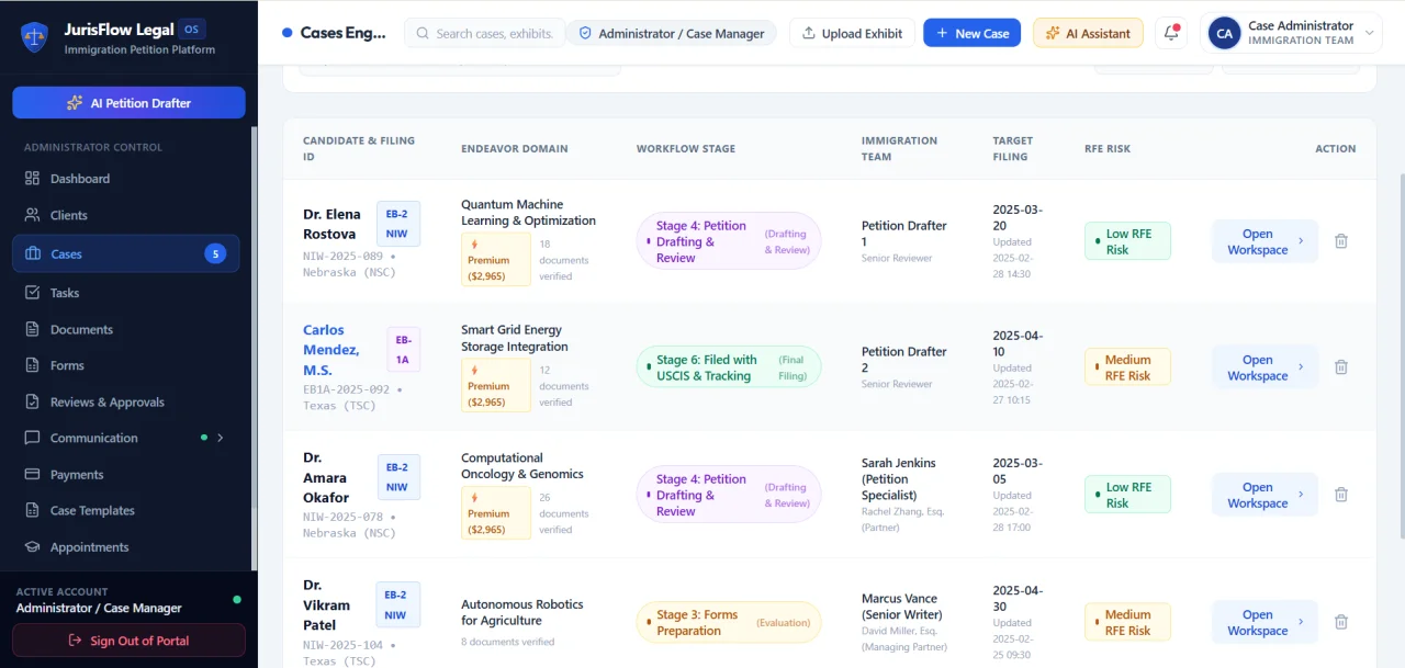 JurisFlow - Legal Practice & Immigration Case Management Portal. — screenshot 3