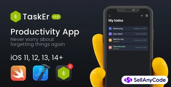 TaskEr - A Powerful Todo iOS App (Swift, iOS 11+)