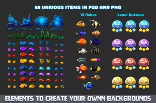 MK Bubble Shooter Kit Underwater Pop Game Template