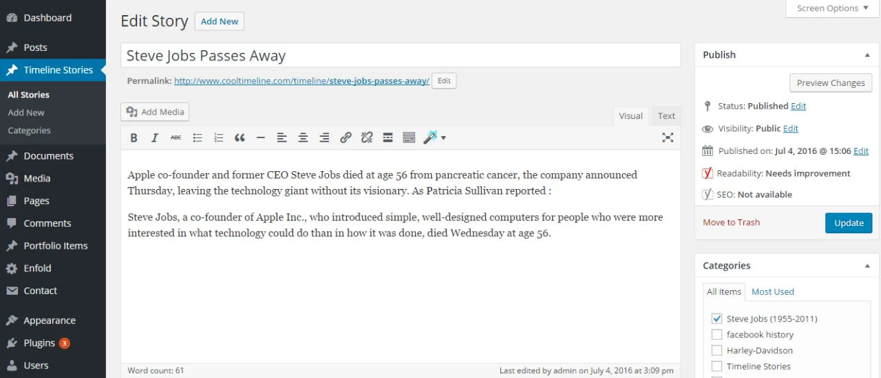 Cool Timeline Pro - WordPress Timeline Plugin — screenshot 1