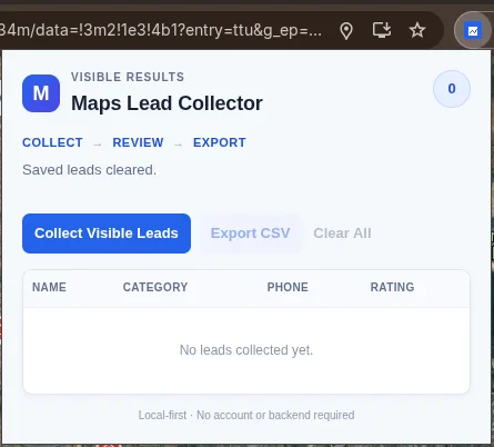 Google Maps Lead Collector - Chrome Extension — screenshot 1