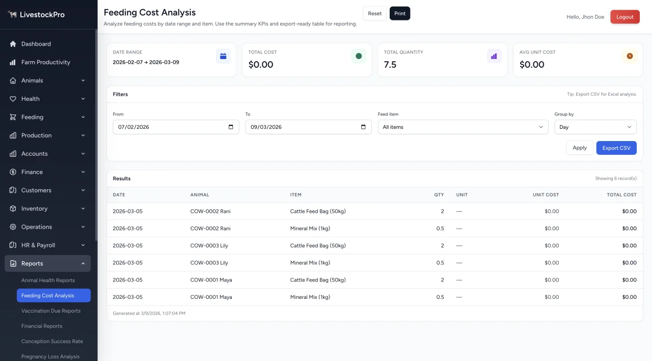 LivestockPro ERP Livestock Farm Management System — screenshot 6