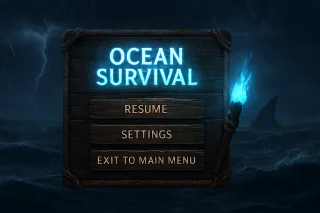 Ocean Survival Crypto Game - Raft, Megalodon & Blue Torch Adventure