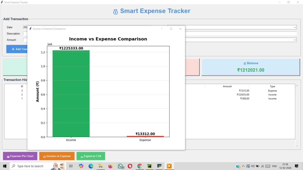 Smart Expense Tracker Pro Python GUI with Reports — screenshot 1