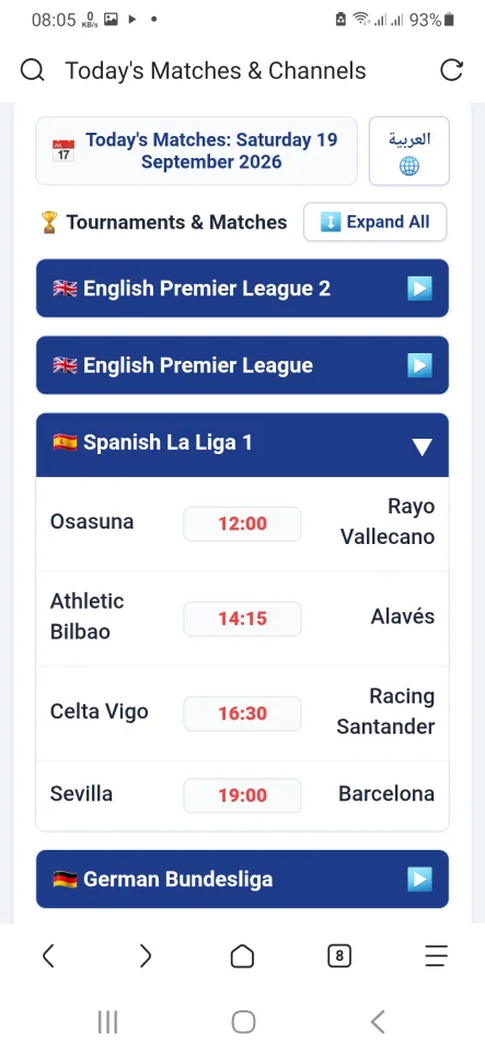 Today's Football Matches Schedule Script - HTML CSS JS — screenshot 1