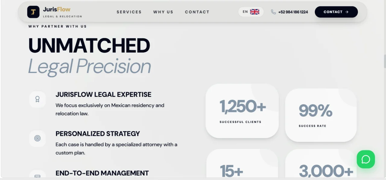 JurisFlow Legal - Premium Corporate & Relocation Law Landing Page — screenshot 2