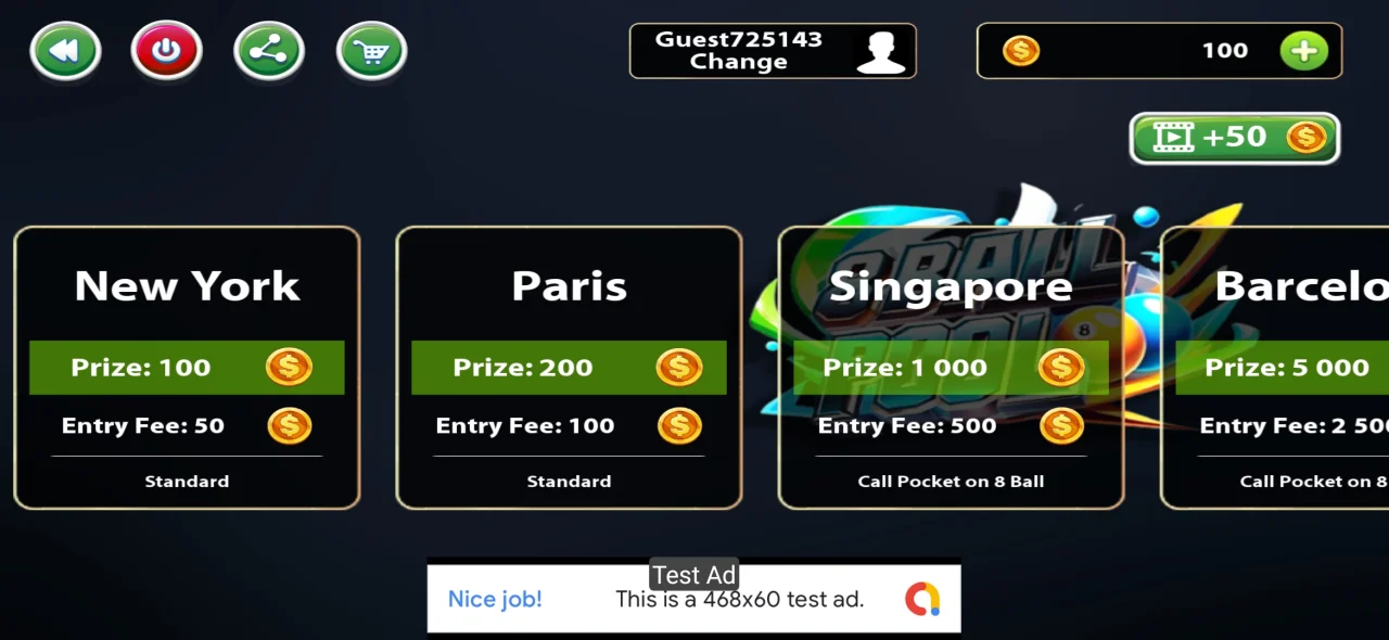 8 Ball Pool Multiplayer Unity Source Code - AdMob — screenshot 3