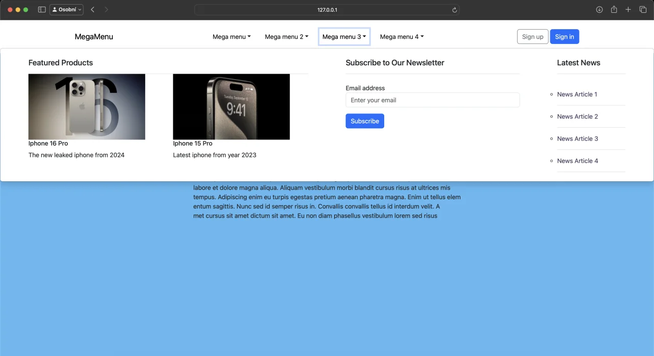 Losik's Mega Menu — screenshot 3