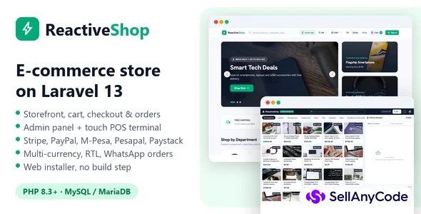 Reactive Shop Laravel eCommerce Store with Touch POS & Multi-Payment — cover