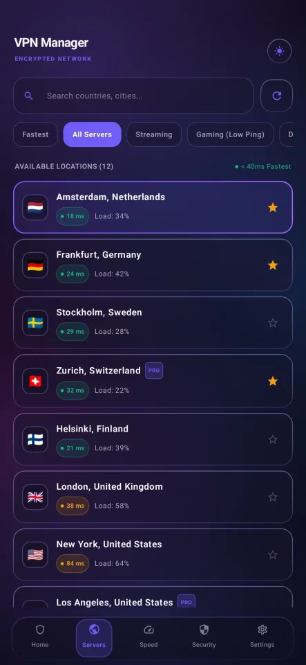 VPN Manager Modern Android VPN Template — screenshot 2