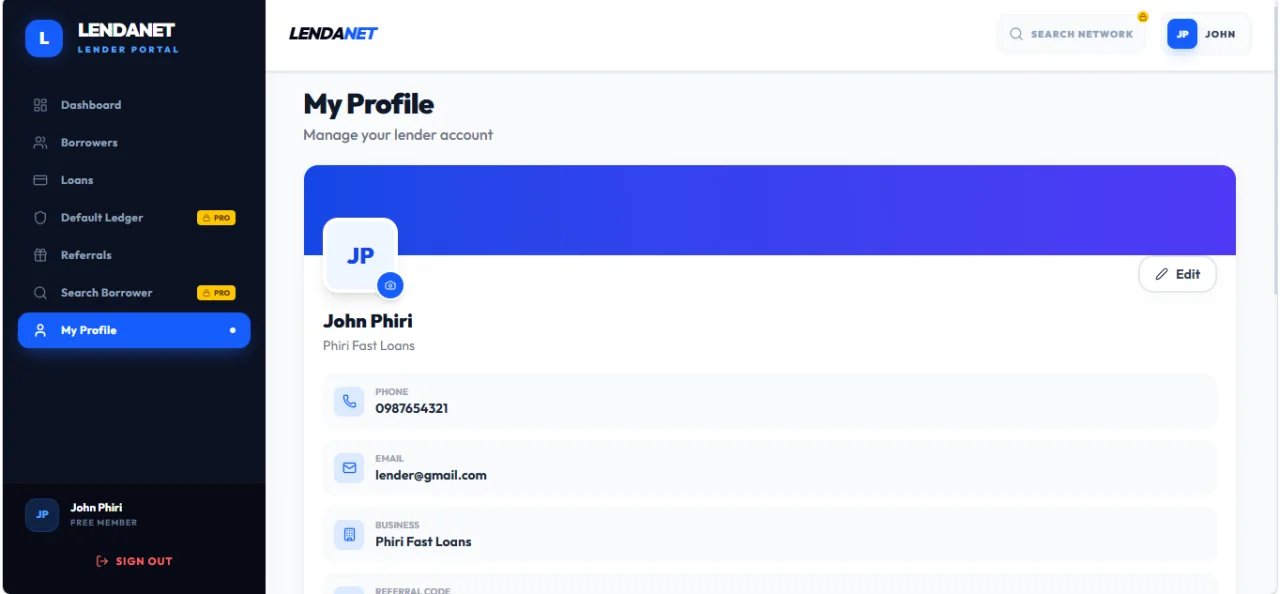 LendaNet Credit Intelligence & Loan Management Platform — screenshot 5