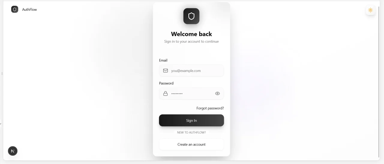 AuthFlow Next.js Authentication System — screenshot 5