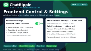 ChatRipple - PHP WhatsApp CRM for Teams, Campaigns & Tickets