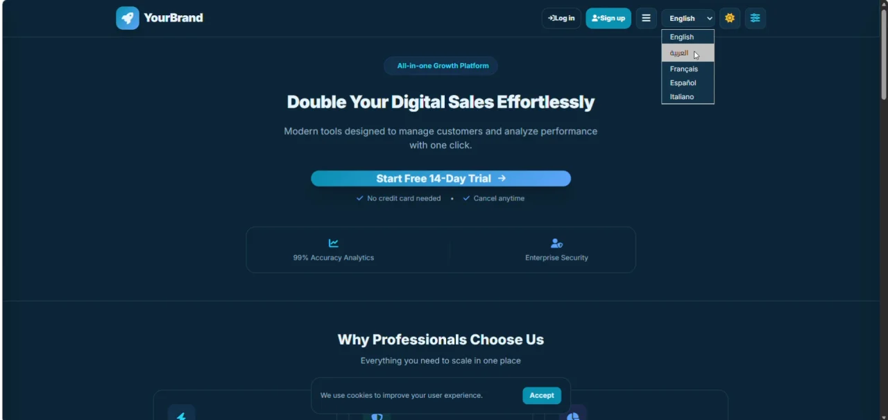 SaaS Landing Page HTML Template 10 Themes, 5 Languages — screenshot 1