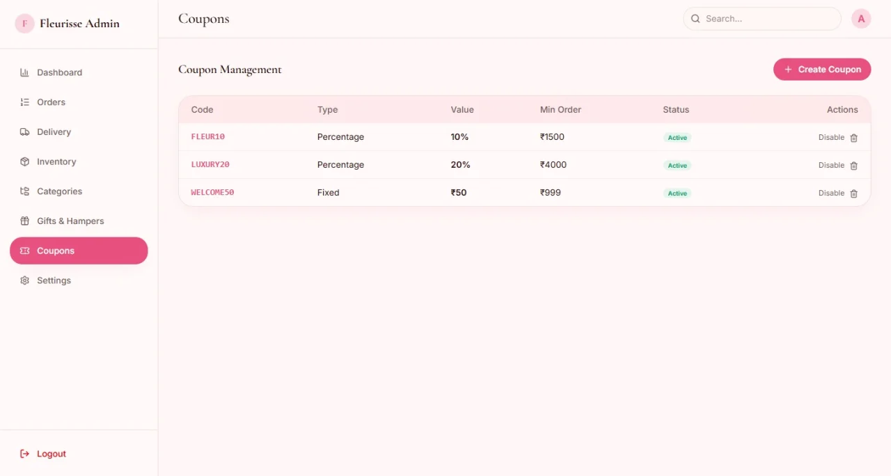 Fleurisse Luxury Floral E-Commerce UI — screenshot 7