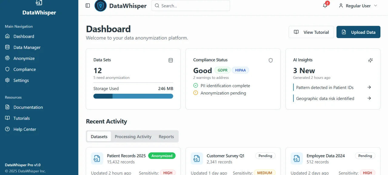 DataWhisper - Secure Data Anonymization Platform — screenshot 6