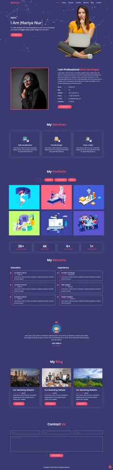 Mariya Personal Portfolio Website Template — screenshot 1