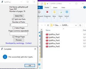 Split PDF by Parts, Split PDF by Pages, Separate PDF