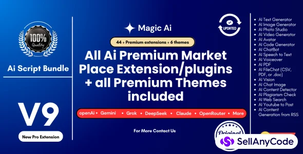 Magicai Marketplace Bundle - 28 Paid Premium Extensions + 8 Premium Themes - MagicAi v9