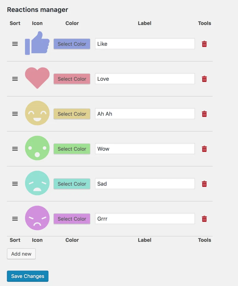 Reactions WordPress Plugin — screenshot 3
