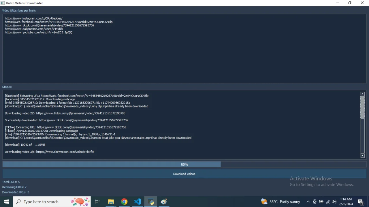 All in One Batch Videos Downloader — screenshot 2