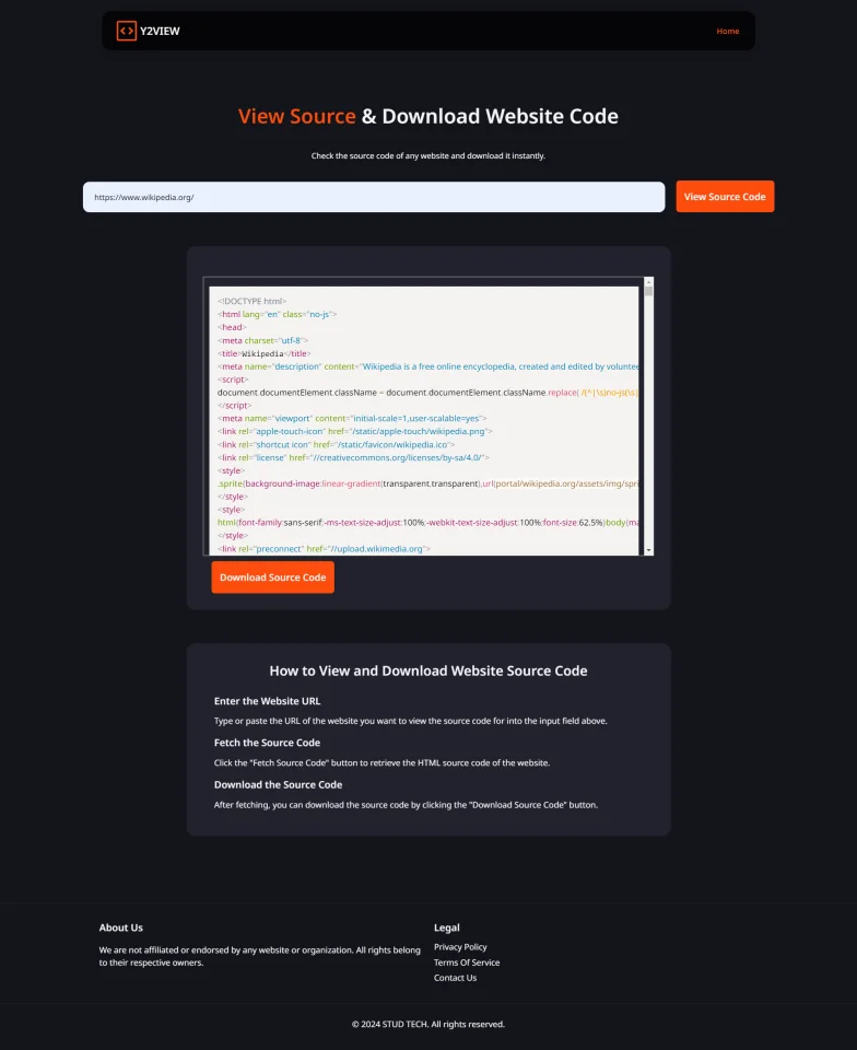 Website Source Code Viewer and Downloader Website Script — screenshot 2